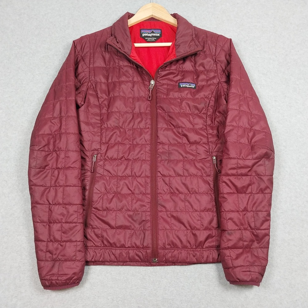 Patagonia Nano Puff Jacket Womens Medium Red Primaloft Insulated Puffer Hiking